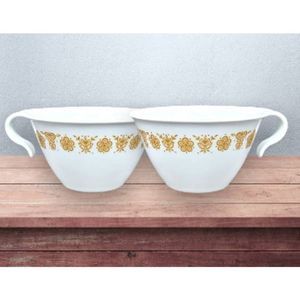 2 Vintage Cornell Corning Butterfly Gold Creamer Cup Milk Glass Made in The USA